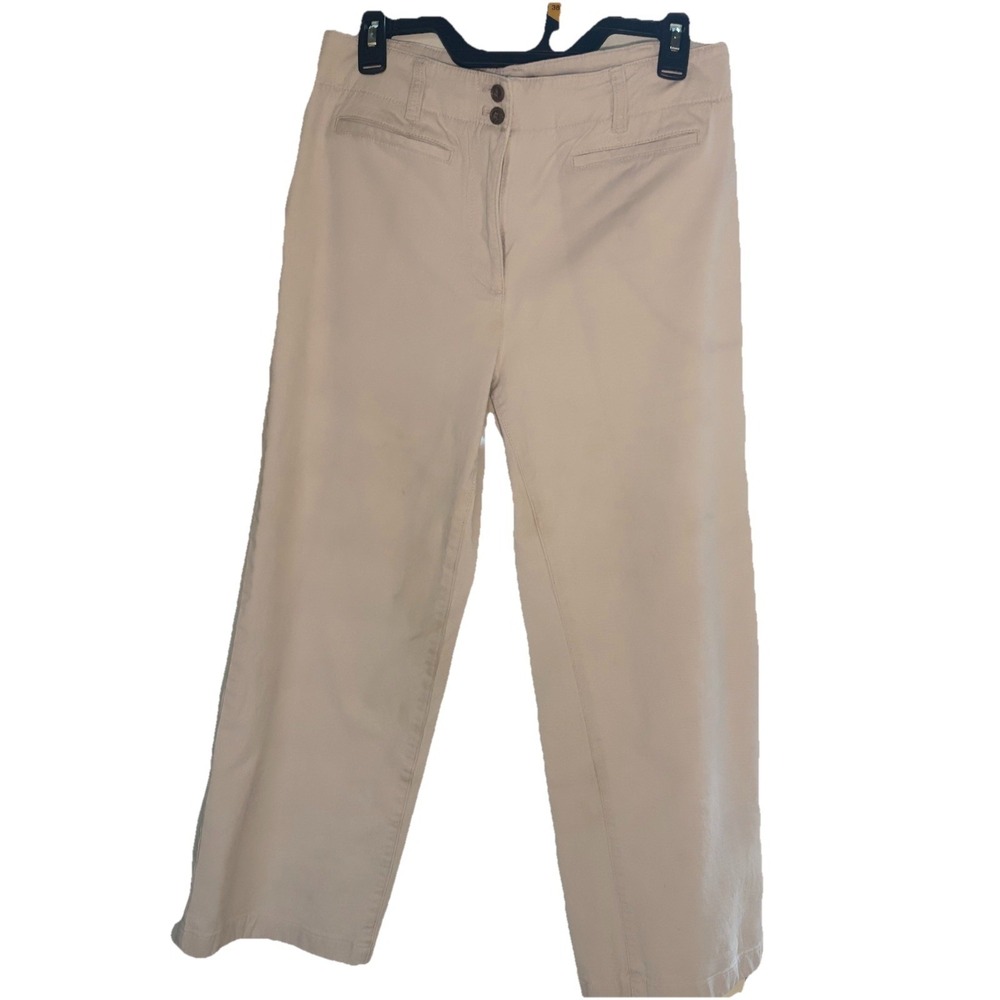 Talbots 6 Wide Leg Ankle Twill Pants Women's Flat Front Trouser Mid Rise Khakis - Picture 2 of 9